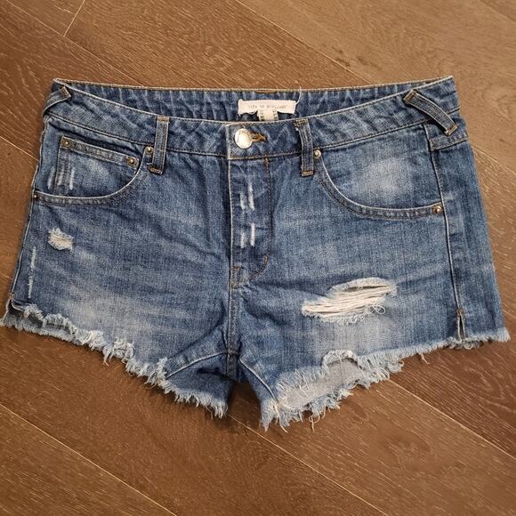 life in progress Pants - Life in Progress Distressed High Rise Cut Off Blue Jean Denim Raw Hem Shorts 27